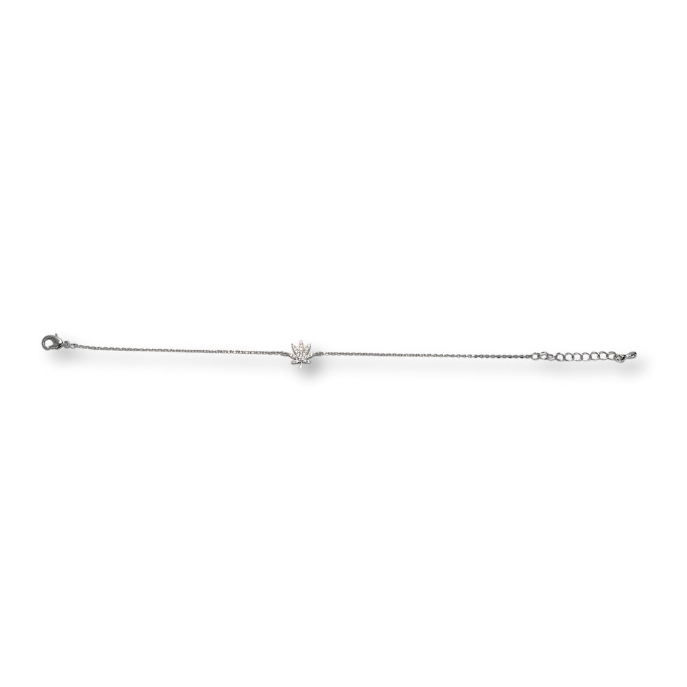 SILVER CANNABIS LEAF BRACELET