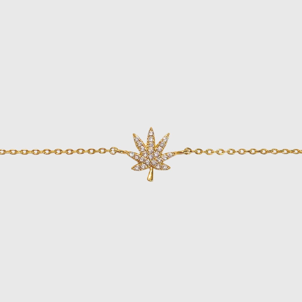 18K GOLD CANNABIS LEAF BRACELET