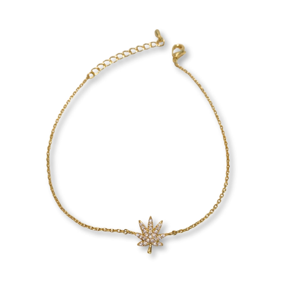 18K GOLD CANNABIS LEAF BRACELET