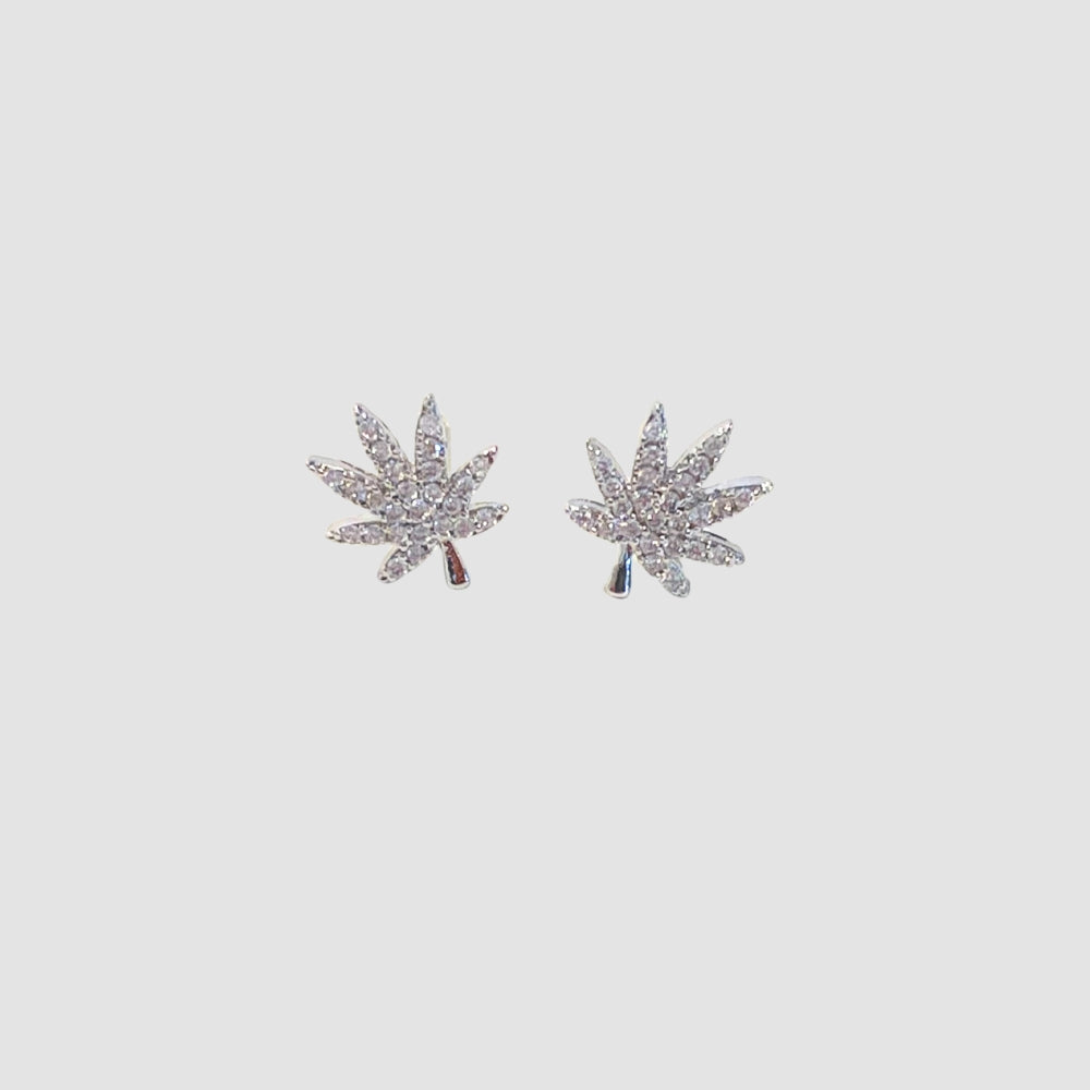 SILVER CANNABIS LEAF EARRING