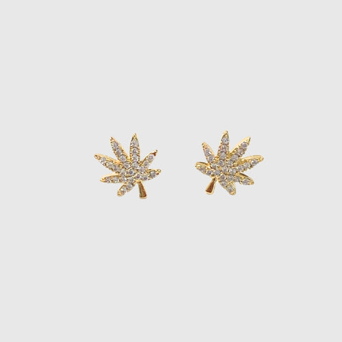 18K GOLD CANNABIS LEAF EARRING