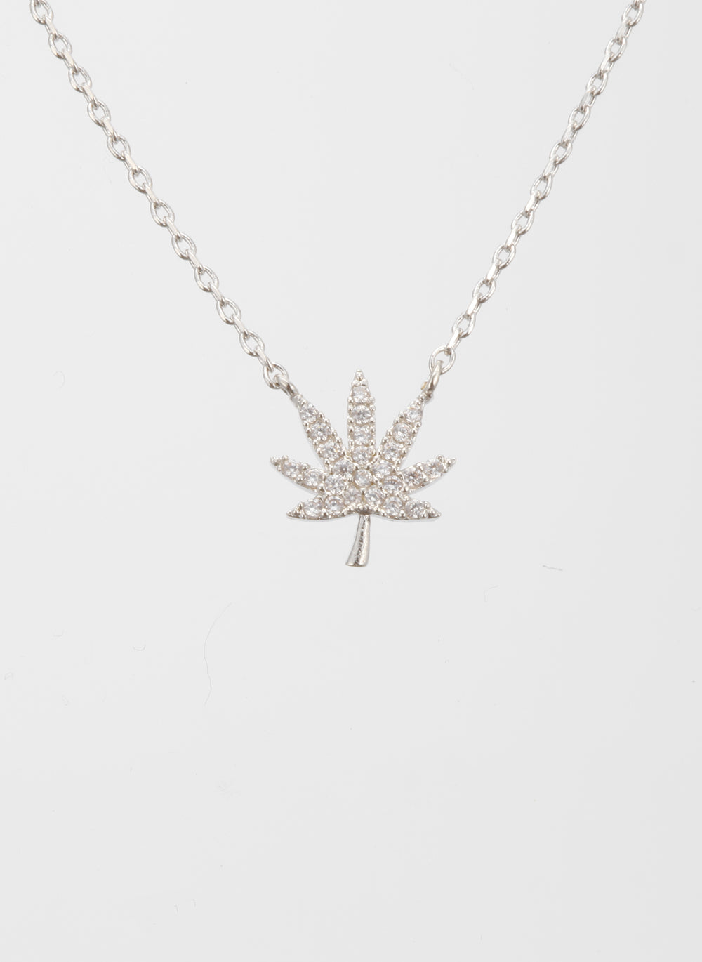 SILVER CANNABIS LEAF NECKLACE