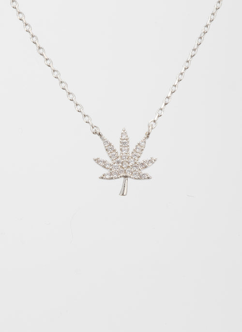 SILVER CANNABIS LEAF NECKLACE