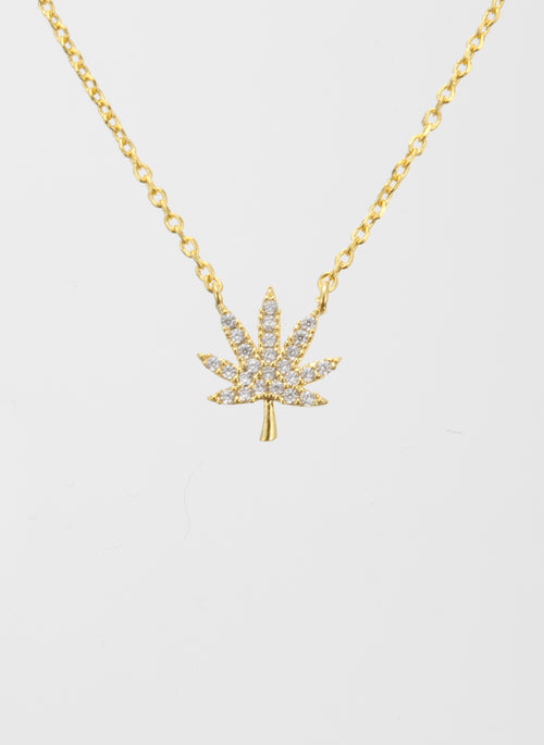 18K GOLD CANNABIS LEAF NECKLACE