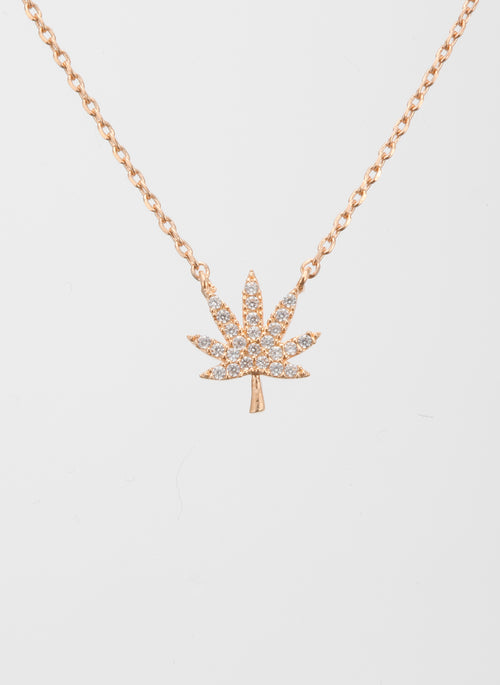 ROSE GOLD CANNABIS LEAF NECKLACE