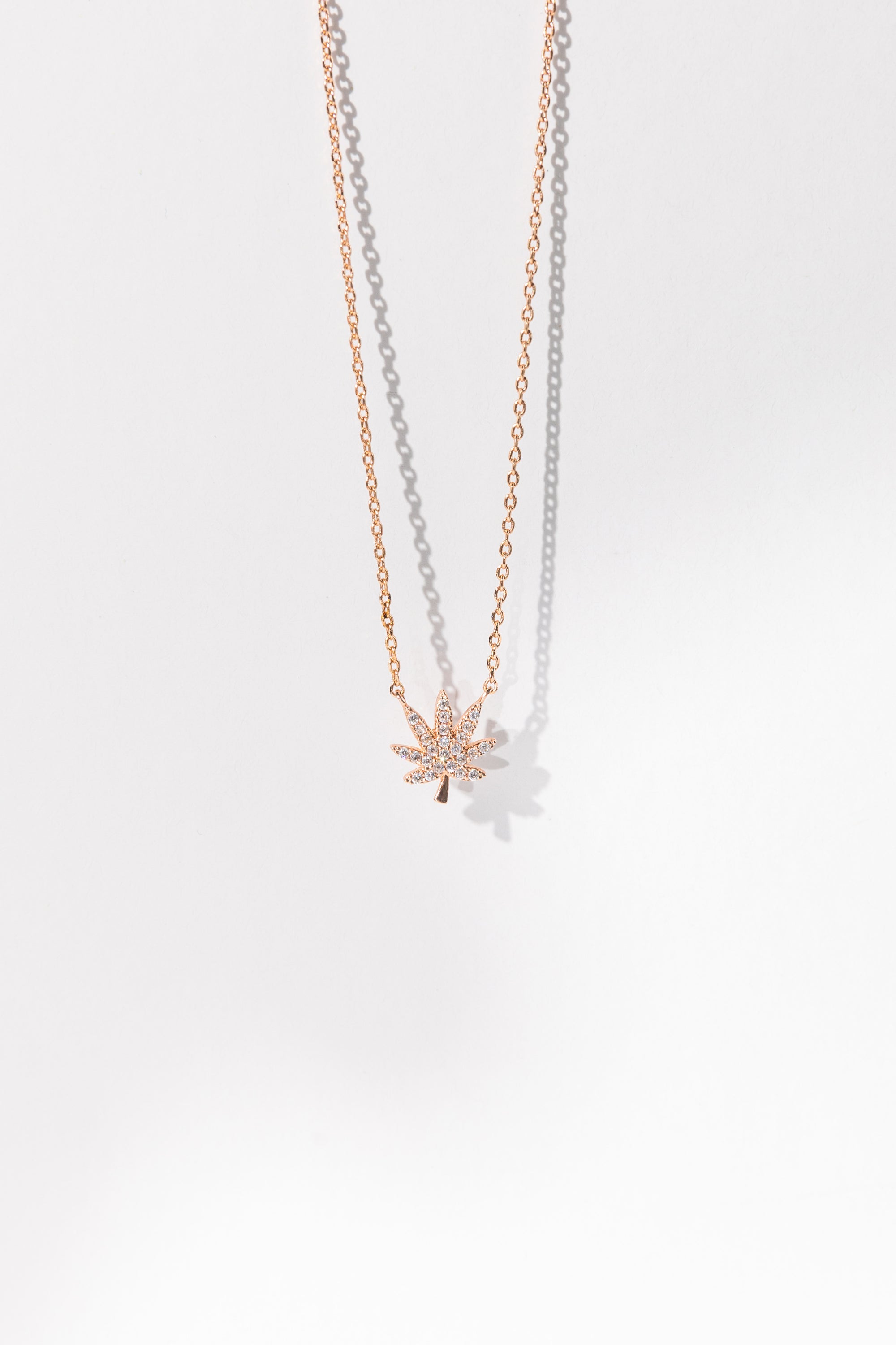 ROSE GOLD CANNABIS LEAF NECKLACE