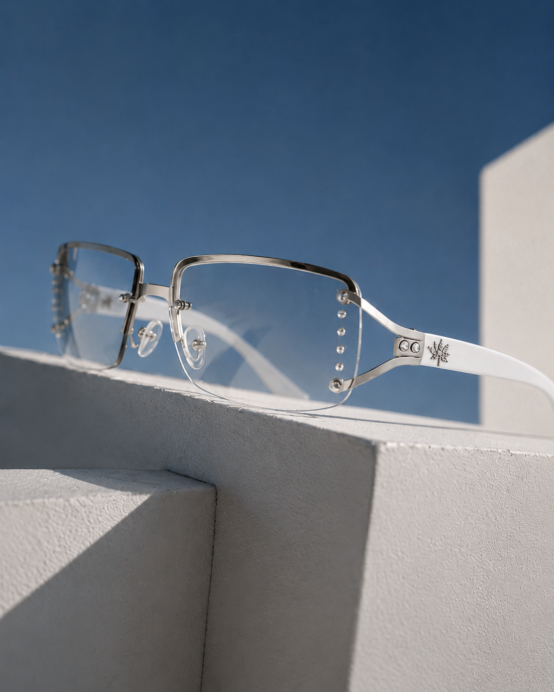 Dazed in Crystals White: Greenhouse Vision Glasses