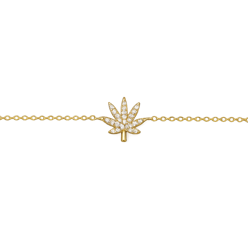18K GOLD CANNABIS LEAF BRACELET