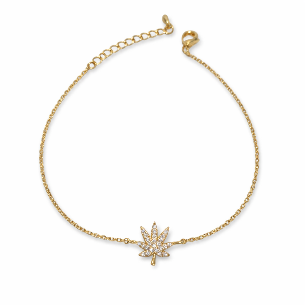 18K GOLD CANNABIS LEAF BRACELET