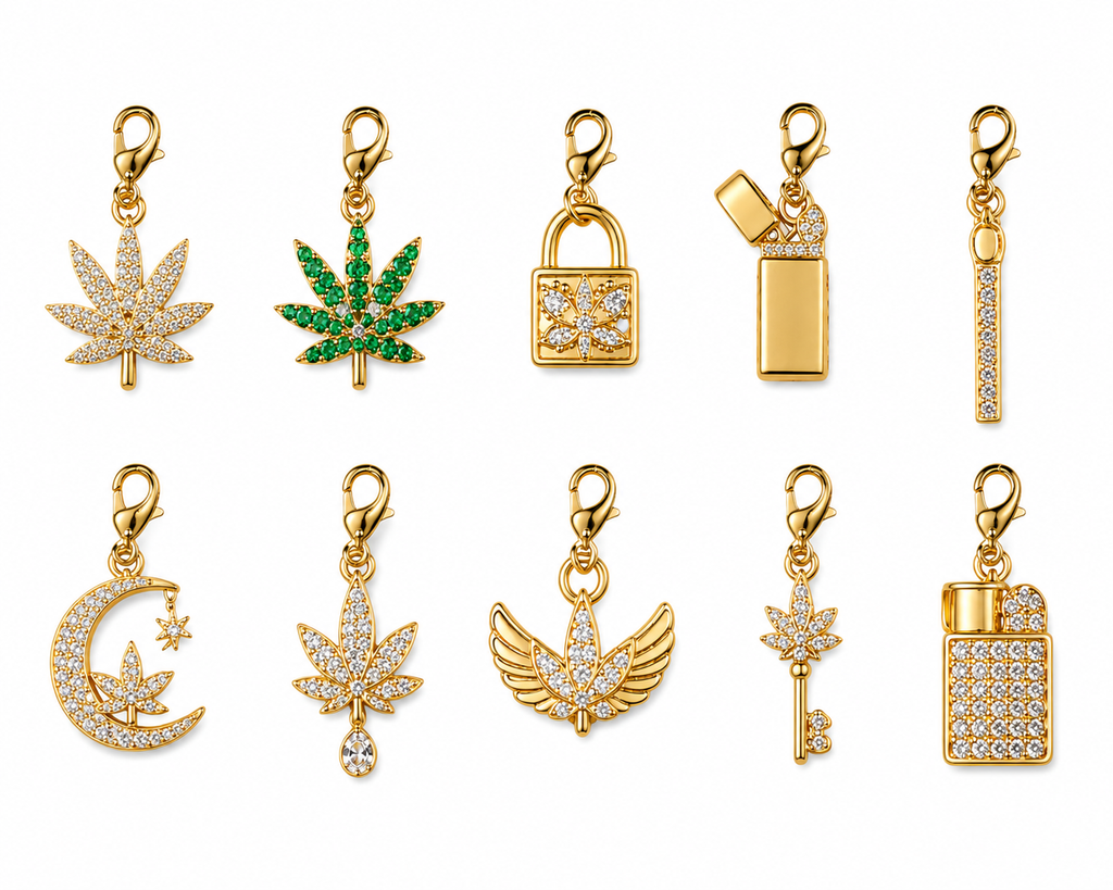 Green Cannabis Leaf Charm