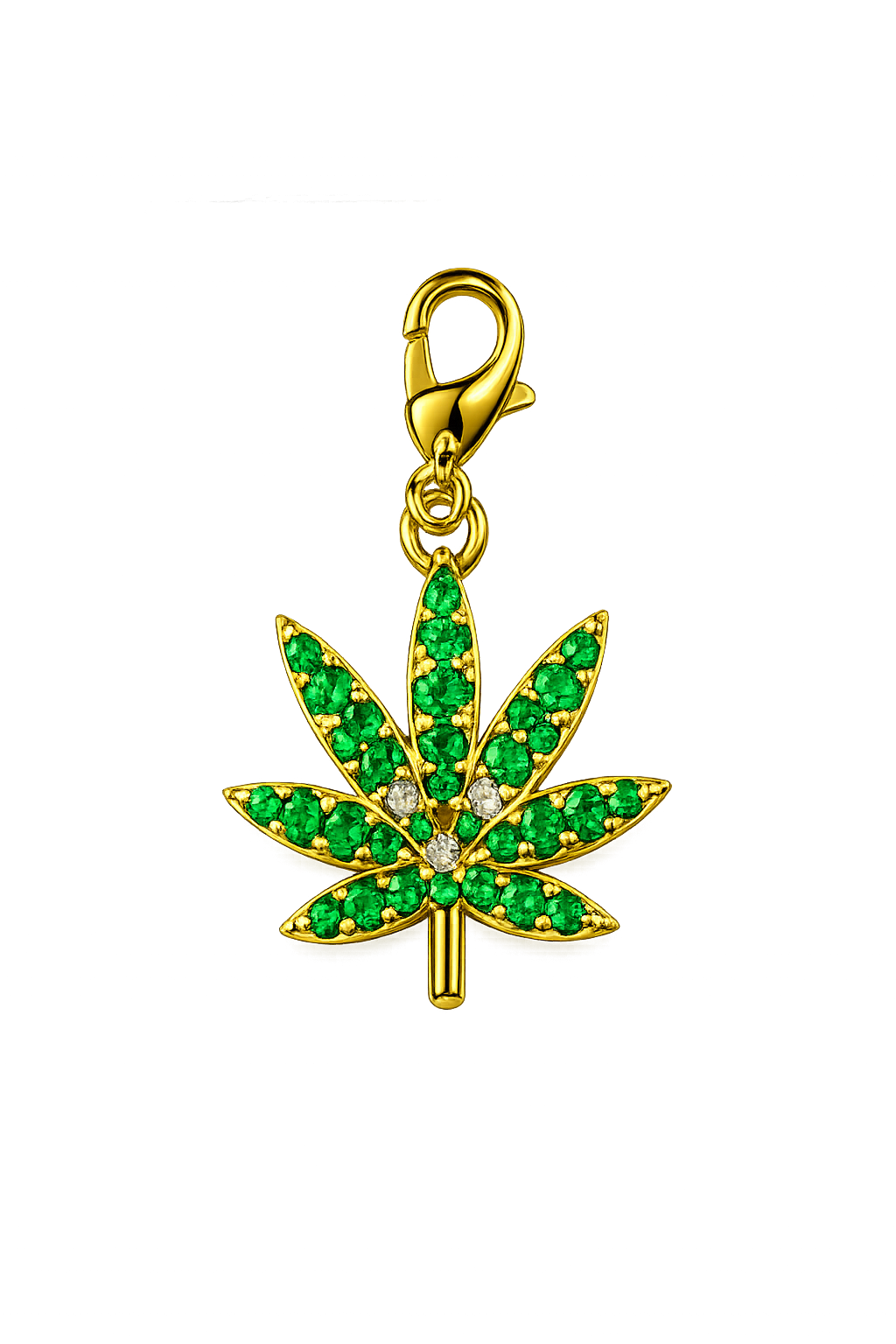 Green Cannabis Leaf Charm