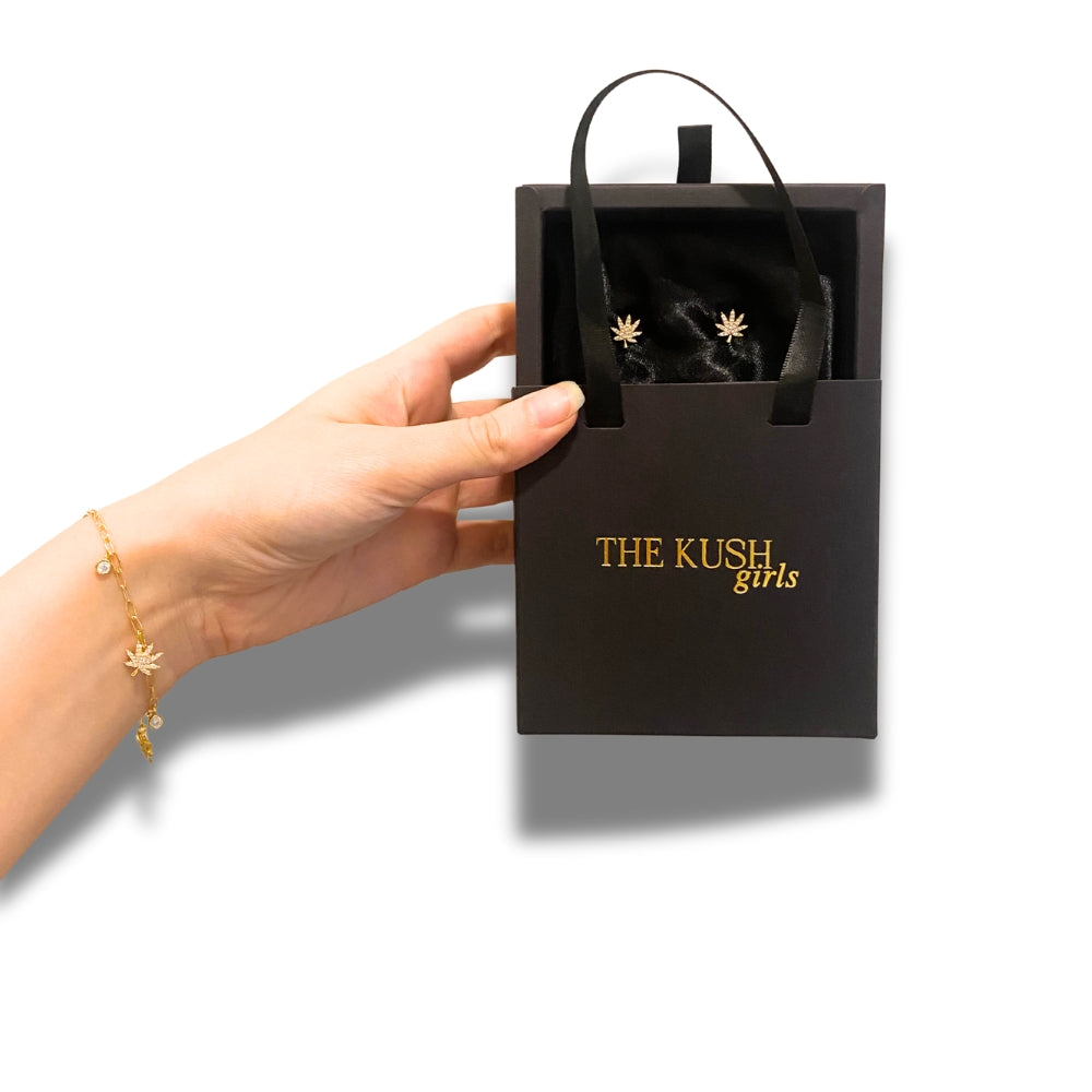 18K GOLD CANNABIS LEAF EARRING