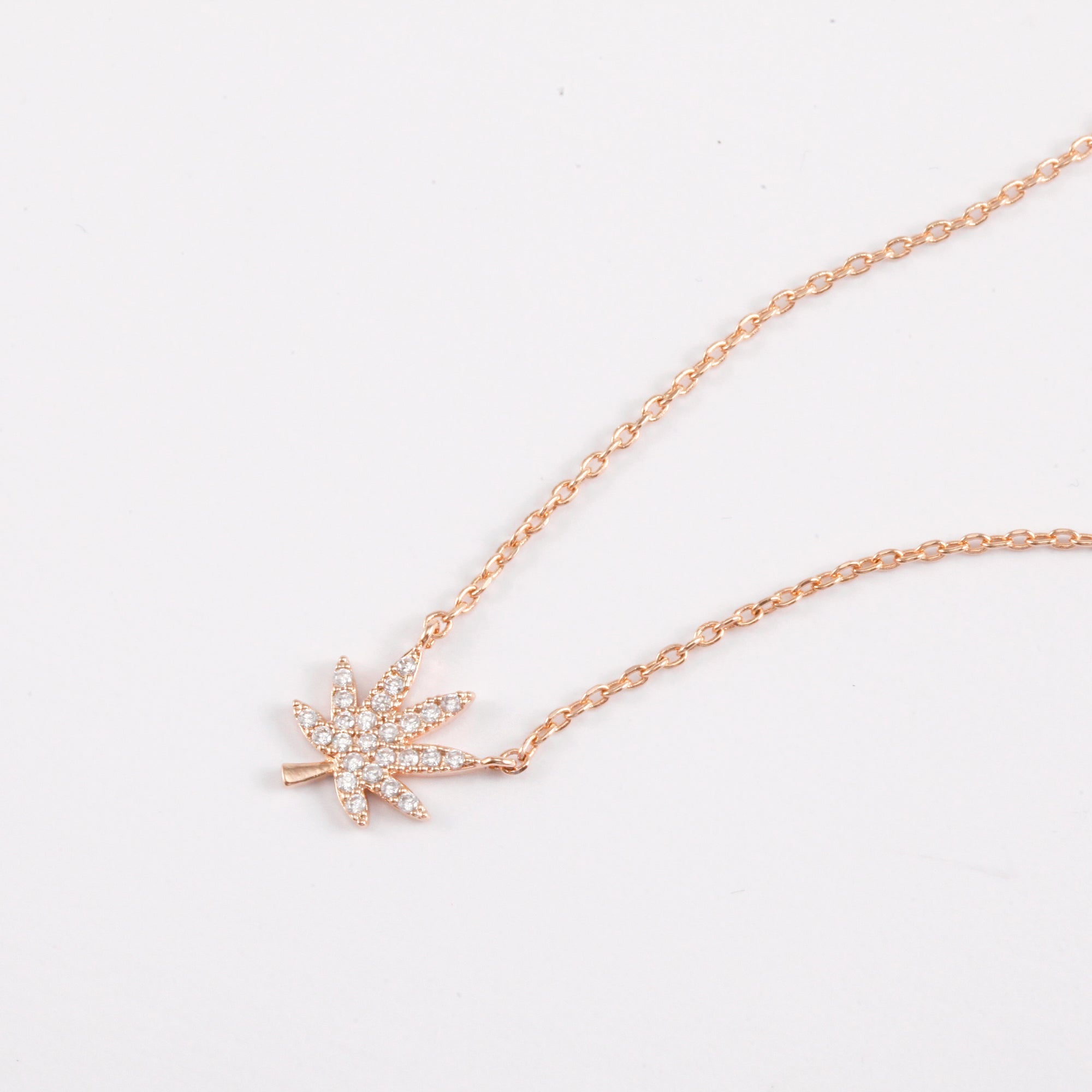ROSE GOLD CANNABIS LEAF NECKLACE