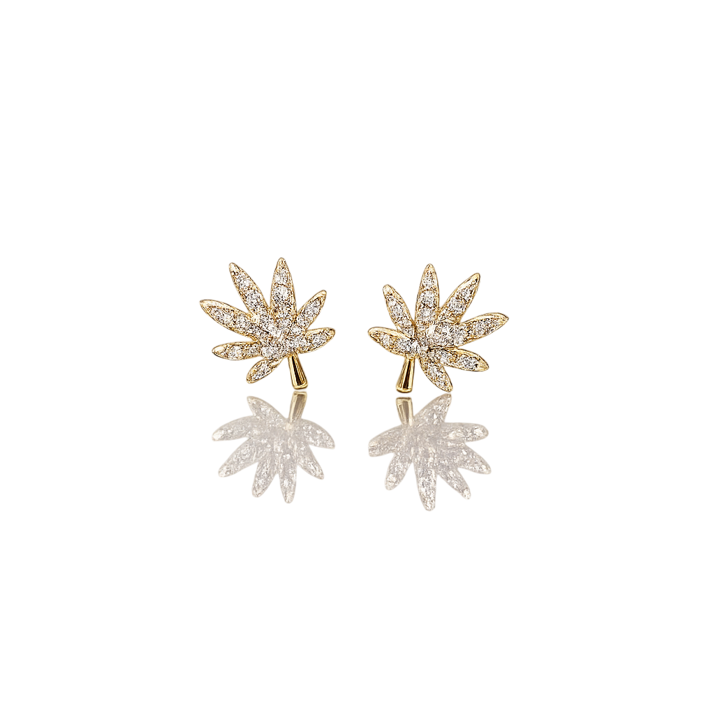 18K GOLD CANNABIS LEAF EARRING