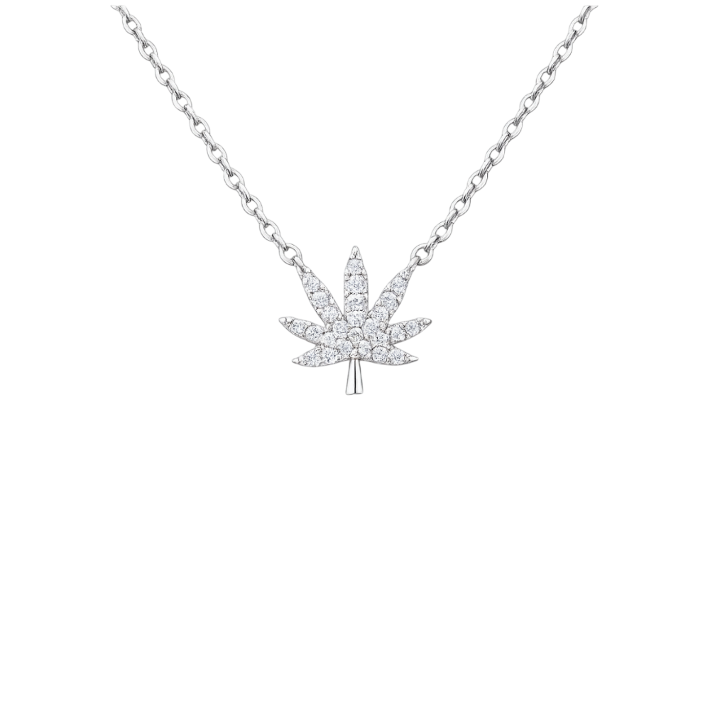 SILVER CANNABIS LEAF NECKLACE