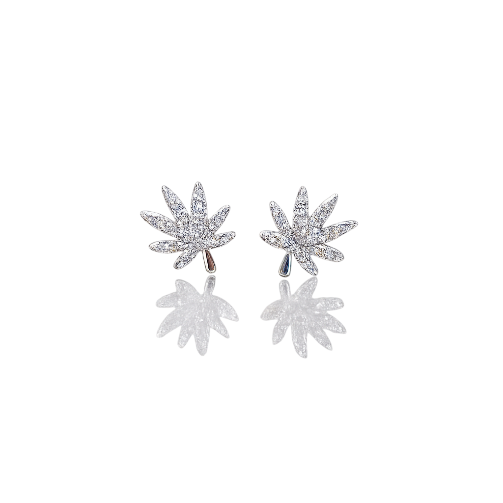 SILVER CANNABIS LEAF EARRING