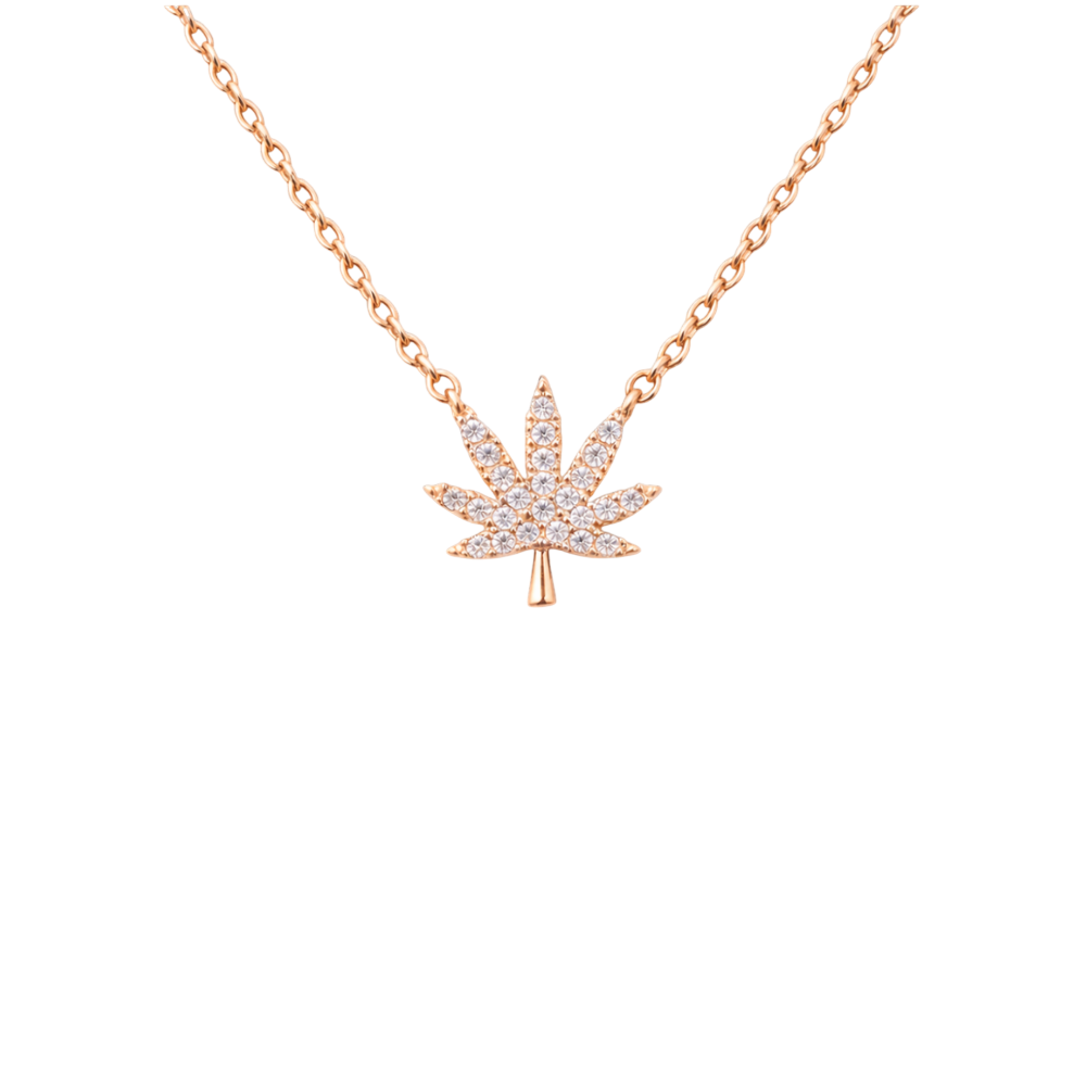 ROSE GOLD CANNABIS LEAF NECKLACE